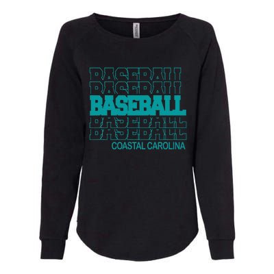 Baseball Coastal Carolina in Modern Stacked Lettering Womens California Wash Sweatshirt