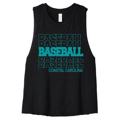 Baseball Coastal Carolina in Modern Stacked Lettering Women's Racerback Cropped Tank