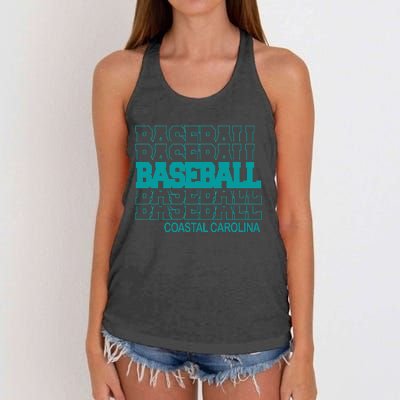 Baseball Coastal Carolina in Modern Stacked Lettering Women's Knotted Racerback Tank