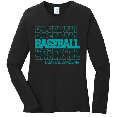 Baseball Coastal Carolina in Modern Stacked Lettering Ladies Long Sleeve Shirt