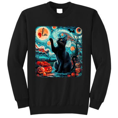 Black Cat Comma La Kamala Harris Halloween Starry Night Sweatshirt