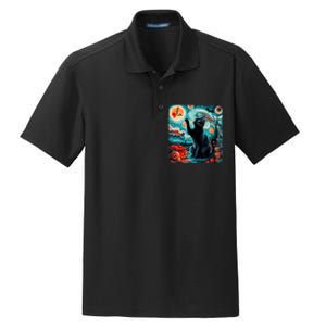 Black Cat Comma La Kamala Harris Halloween Starry Night Dry Zone Grid Polo