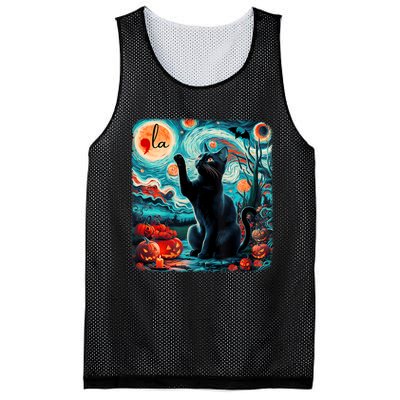 Black Cat Comma La Kamala Harris Halloween Starry Night Mesh Reversible Basketball Jersey Tank