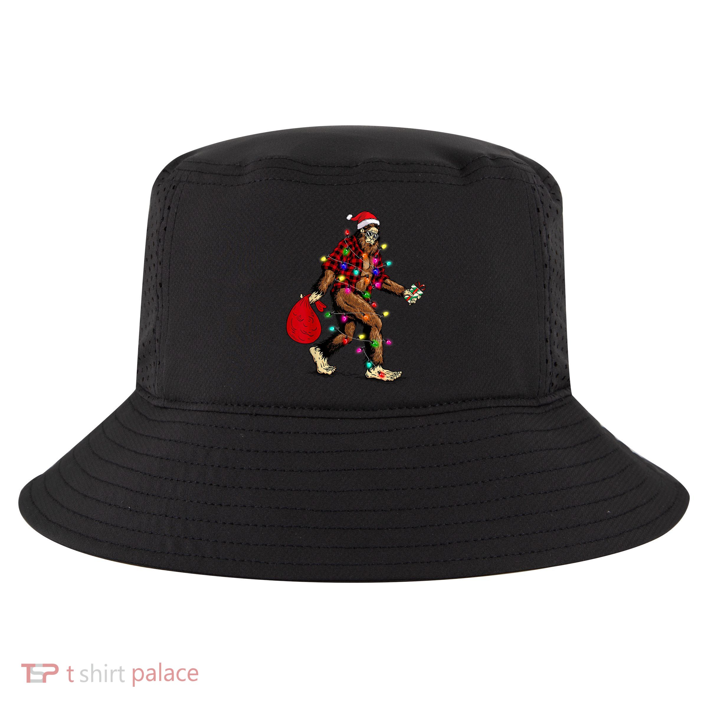 Bigfoot Carrying Christmas Tree Sasquatch Pajama Cool Comfort Performance Bucket Hat