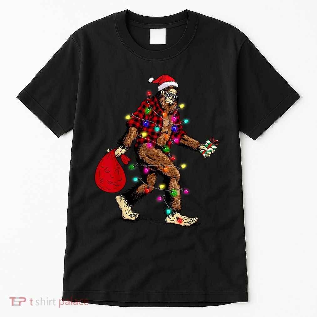Bigfoot Carrying Christmas Tree Sasquatch Pajama Tall T-Shirt