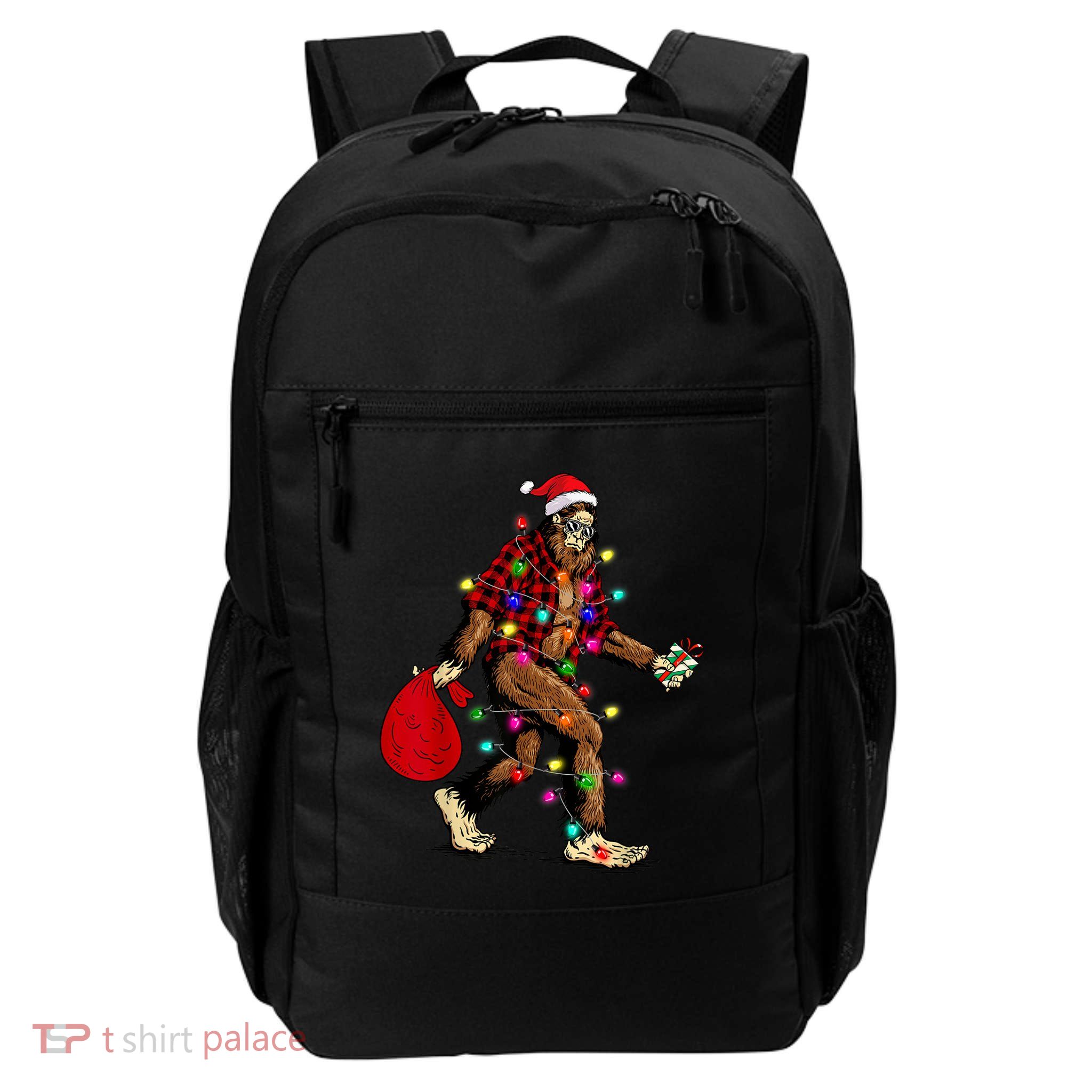 Bigfoot Carrying Christmas Tree Sasquatch Pajama Backpack
