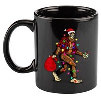 Bigfoot Carrying Christmas Tree Sasquatch Pajama 11oz C Handle Ceramic Mug