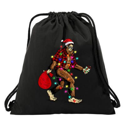 Bigfoot Carrying Christmas Tree Sasquatch Pajama Drawstring Bag