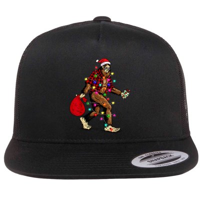 Bigfoot Carrying Christmas Tree Sasquatch Pajama Flatbill Hat