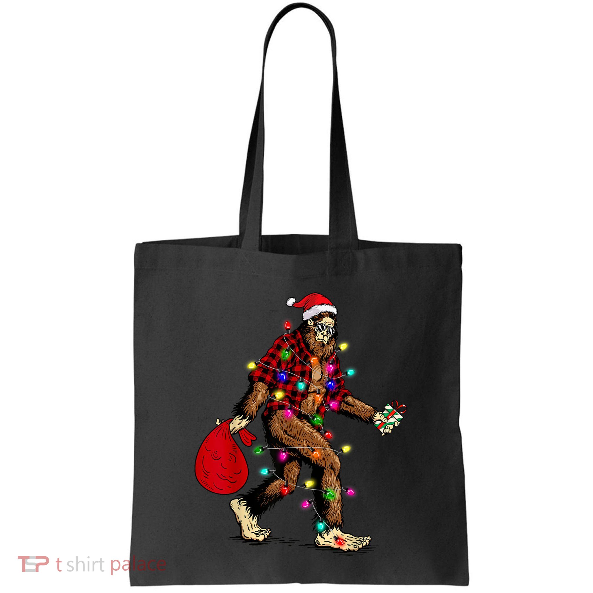 Bigfoot Carrying Christmas Tree Sasquatch Pajama Bag
