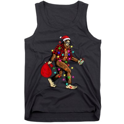 Bigfoot Carrying Christmas Tree Sasquatch Pajama Tank Top