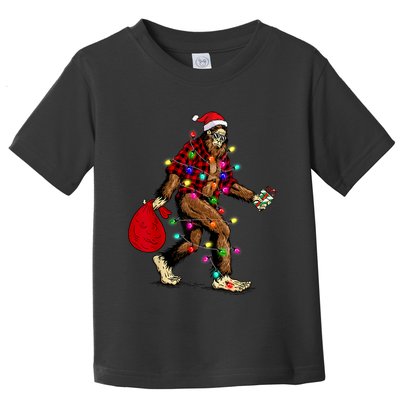 Bigfoot Carrying Christmas Tree Sasquatch Pajama Toddler T-Shirt