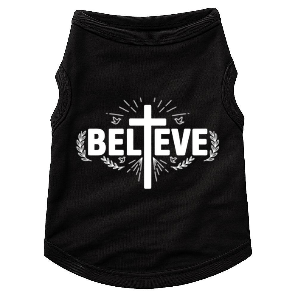 Believe Cross Christian Jesus Christ Christians Doggie Tank