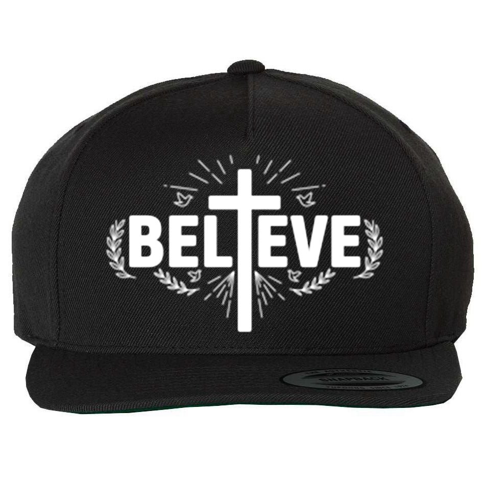 Believe Cross Christian Jesus Christ Christians Wool Snapback Cap