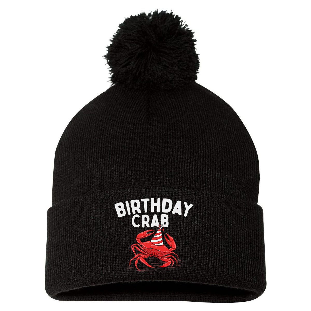 Birthday Crab Crustacean Animal Lover Beach Seafood Pom Pom 12in Knit Beanie