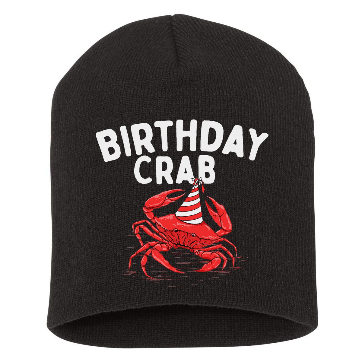 Birthday Crab Crustacean Animal Lover Beach Seafood Short Acrylic Beanie