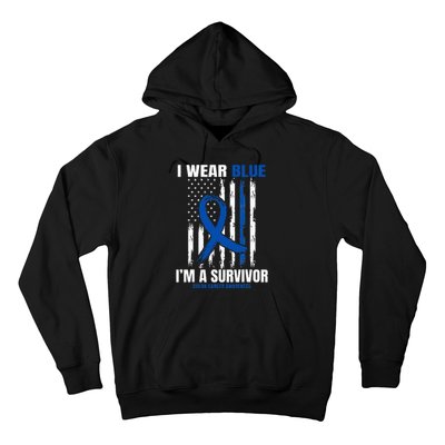 Blue Colon Cancer Survivor Gifts  Flag Cancer Free Hoodie