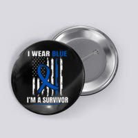 Blue Colon Cancer Survivor Gifts  Flag Cancer Free Button