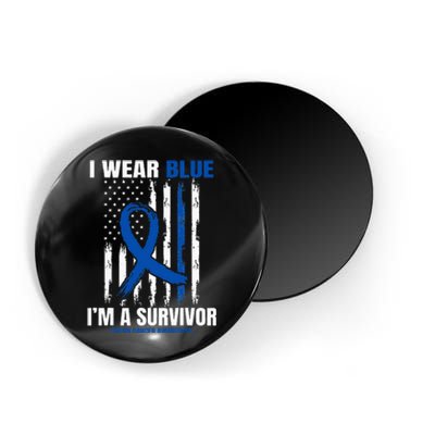 Blue Colon Cancer Survivor Gifts  Flag Cancer Free Magnet