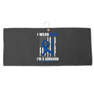 Blue Colon Cancer Survivor Gifts  Flag Cancer Free Large Microfiber Waffle Golf Towel