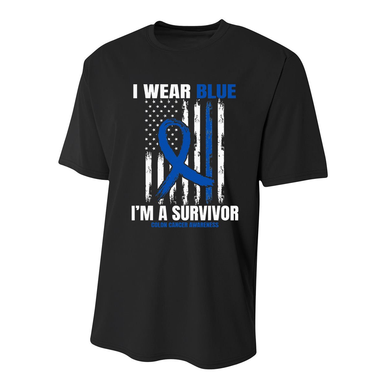 Blue Colon Cancer Survivor Gifts  Flag Cancer Free Youth Performance Sprint T-Shirt