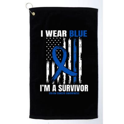 Blue Colon Cancer Survivor Gifts  Flag Cancer Free Platinum Collection Golf Towel