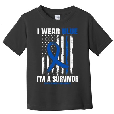 Blue Colon Cancer Survivor Gifts  Flag Cancer Free Toddler T-Shirt
