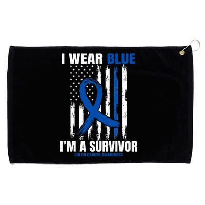 Blue Colon Cancer Survivor Gifts  Flag Cancer Free Grommeted Golf Towel