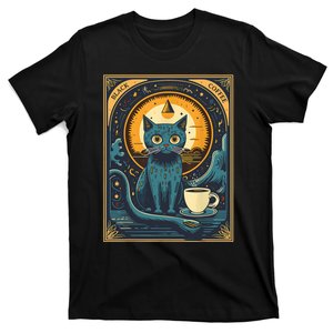 Black Coffee Cat Tarot Card Occult T-Shirt