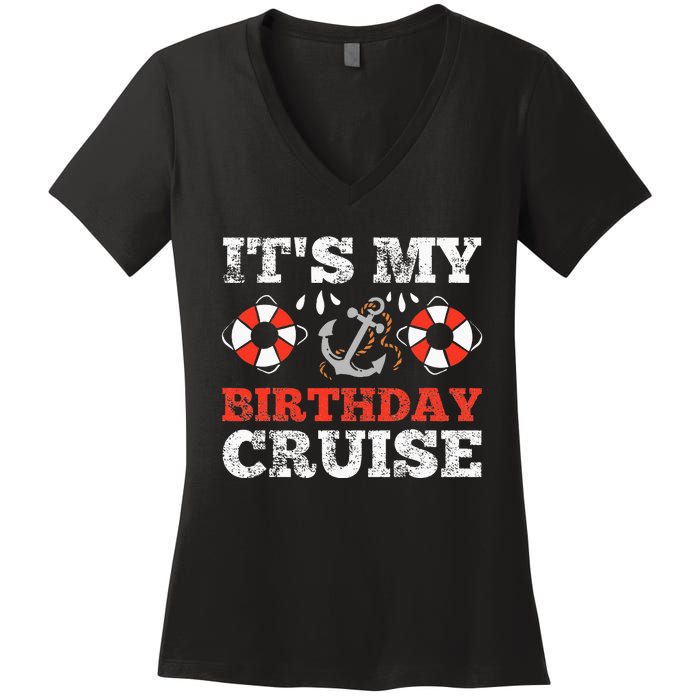 Birthday Cruise Cruising funny Boating Party Women's V-Neck T-Shirt