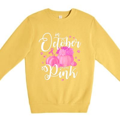 Breast Cancer Cute In October We Wear Pink Awareness Long Premium Crewneck Sweatshirt