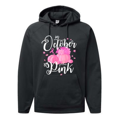 Breast Cancer Cute In October We Wear Pink Awareness Long Performance Fleece Hoodie