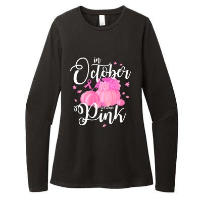 Breast Cancer Cute In October We Wear Pink Awareness Long Womens CVC Long Sleeve Shirt