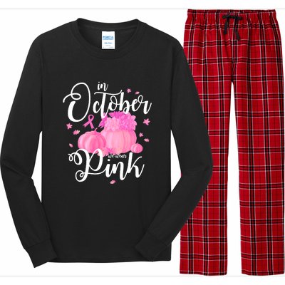 Breast Cancer Cute In October We Wear Pink Awareness Long Long Sleeve Pajama Set