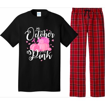 Breast Cancer Cute In October We Wear Pink Awareness Long Pajama Set