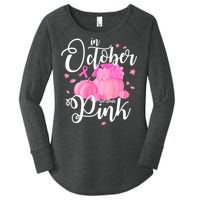 Breast Cancer Cute In October We Wear Pink Awareness Long Women's Perfect Tri Tunic Long Sleeve Shirt