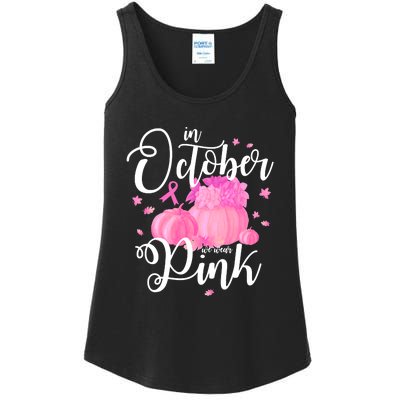 Breast Cancer Cute In October We Wear Pink Awareness Long Ladies Essential Tank