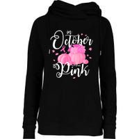 Breast Cancer Cute In October We Wear Pink Awareness Long Womens Funnel Neck Pullover Hood