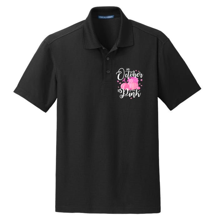 Breast Cancer Cute In October We Wear Pink Awareness Long Dry Zone Grid Polo