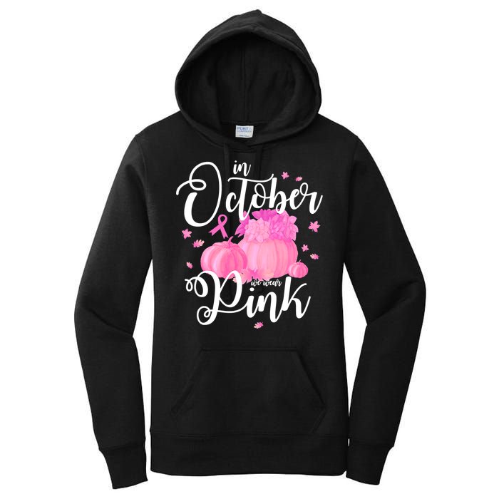 Breast Cancer Cute In October We Wear Pink Awareness Long Women's Pullover Hoodie