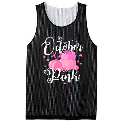 Breast Cancer Cute In October We Wear Pink Awareness Long Mesh Reversible Basketball Jersey Tank