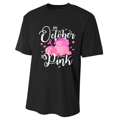 Breast Cancer Cute In October We Wear Pink Awareness Long Performance Sprint T-Shirt