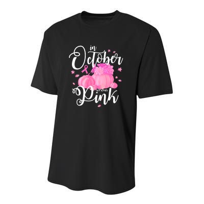 Breast Cancer Cute In October We Wear Pink Awareness Long Youth Performance Sprint T-Shirt