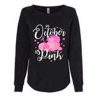 Breast Cancer Cute In October We Wear Pink Awareness Long Womens California Wash Sweatshirt