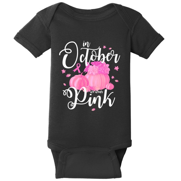 Breast Cancer Cute In October We Wear Pink Awareness Long Baby Bodysuit