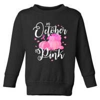 Breast Cancer Cute In October We Wear Pink Awareness Long Toddler Sweatshirt