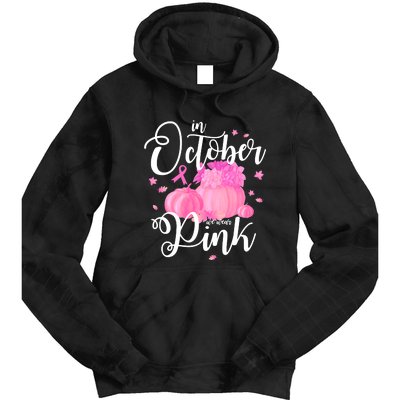 Breast Cancer Cute In October We Wear Pink Awareness Long Tie Dye Hoodie