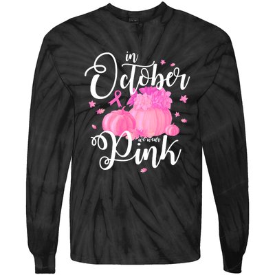 Breast Cancer Cute In October We Wear Pink Awareness Long Tie-Dye Long Sleeve Shirt