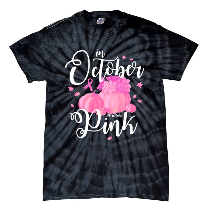 Breast Cancer Cute In October We Wear Pink Awareness Long Tie-Dye T-Shirt