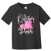 Breast Cancer Cute In October We Wear Pink Awareness Long Toddler T-Shirt